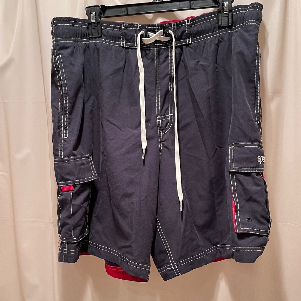 Speedo men's blue pocket swim shorts 8" medium